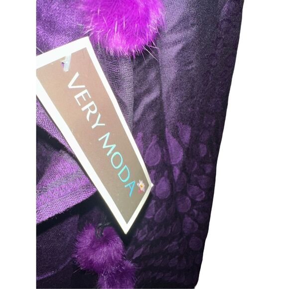 NEW WITH TAGS Pashmina VERY MODA Scarf Women's Scarf Wrap Shawl PURPLE/BLACK  Wr - Picture 9 of 11